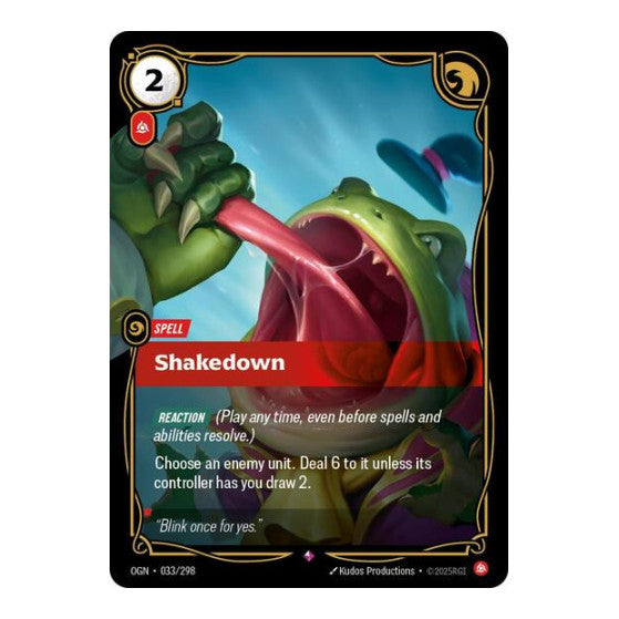 Shakedown (OGN) #033/298 Rare (Foil Near Mint) Origins Riftbound: League of Legends Trading Card Game: 2025