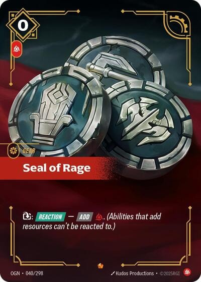 Seal of Rage (OGN) #040/298 Epic (Foil Near Mint) Origins Riftbound: League of Legends Trading Card Game: 2025