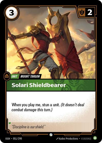 Solari Shieldbearer (OGN) #051/298 Common (Near Mint) Origins Riftbound: League of Legends Trading Card Game: 2025