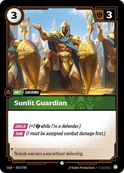 Sunlit Guardian (OGN) #054/298 Common (Near Mint) Origins Riftbound: League of Legends Trading Card Game: 2025