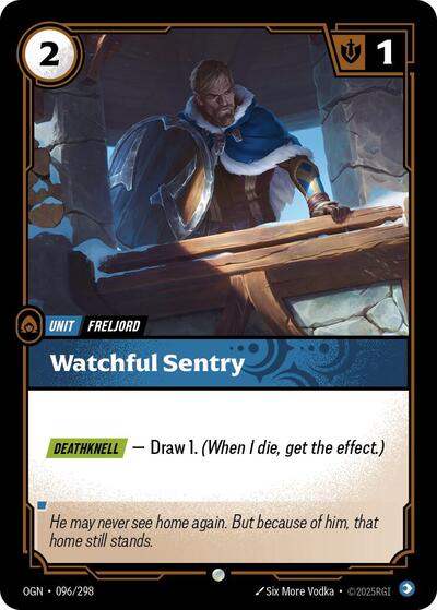 Watchful Sentry (OGN) #096/298 Common (Near Mint) Origins Riftbound: League of Legends Trading Card Game: 2025