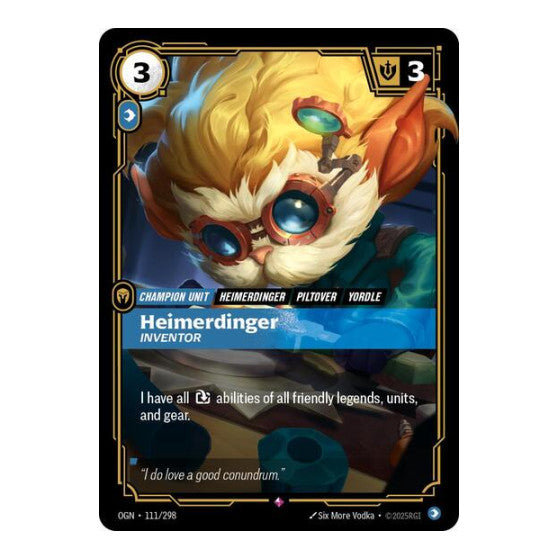 Heimerdinger Inventor (OGN) #111/298 Rare (Foil Near Mint) Origins Riftbound: League of Legends Trading Card Game: 2025