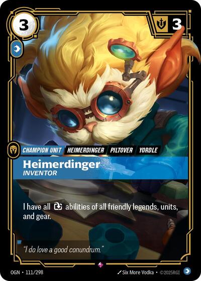 Heimerdinger Inventor (OGN) #111/298 Rare (Foil Near Mint) Origins Riftbound: League of Legends Trading Card Game: 2025