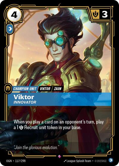 Viktor - Innovator (OGN) #117/298 Rare (Foil Near Mint) Origins Riftbound: League of Legends Trading Card Game: 2025