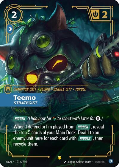 Teemo Strategist Alternate Art (OGN) #121a/298 Showcase (Foil Near Mint) Origins Riftbound: League of Legends Trading Card Game: 2025