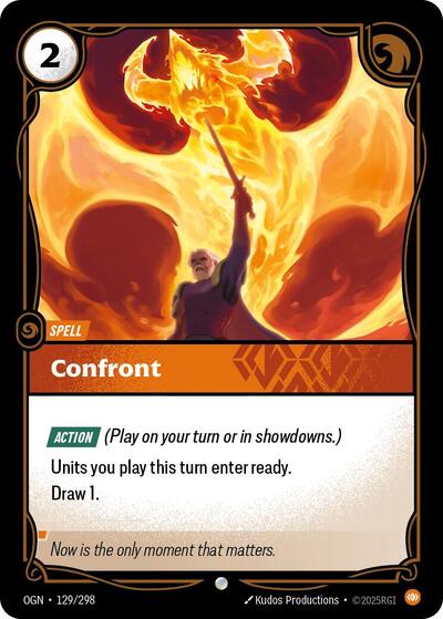 Confront (OGN) #129/298 Common (Near Mint) Origins Riftbound: League of Legends Trading Card Game: 2025
