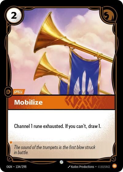 Mobilize (OGN) #134/298 Common (Near Mint) Origins Riftbound: League of Legends Trading Card Game: 2025