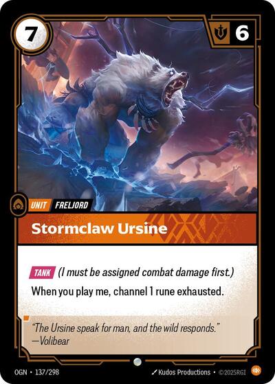 Stormclaw Ursine (OGN) #137/298 Common (Near Mint) Origins Riftbound: League of Legends Trading Card Game: 2025