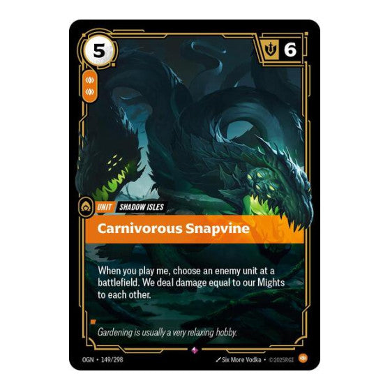 Carnivorous Snapvine (OGN) #149/298 Rare (Foil Near Mint) Origins Riftbound: League of Legends Trading Card Game: 2025