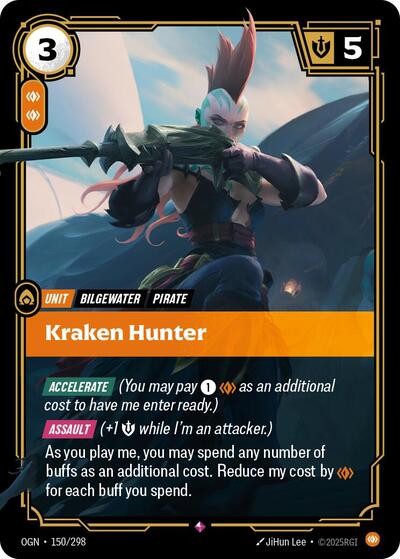 Kraken Hunter (OGN) #150/298 Rare (Foil Near Mint) Origins Riftbound: League of Legends Trading Card Game: 2025