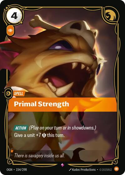 Primal Strength (OGN) #154/298 Rare (Foil Near Mint) Origins Riftbound: League of Legends Trading Card Game: 2025
