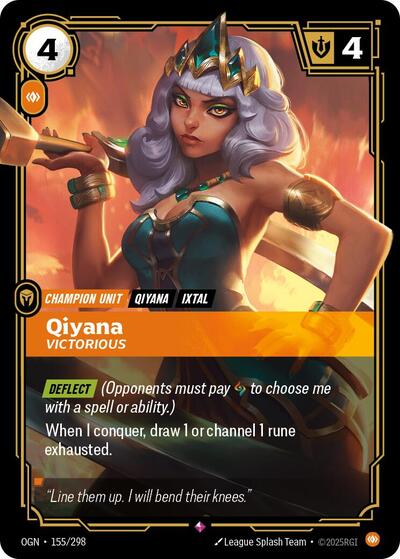 Qiyana Victorious (OGN) #155/298 Rare (Foil Near Mint) Origins Riftbound: League of Legends Trading Card Game: 2025