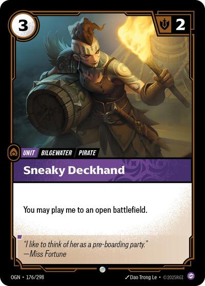 Sneaky Deckhand (OGN) #176/298 Common (Near Mint) Origins Riftbound: League of Legends Trading Card Game: 2025