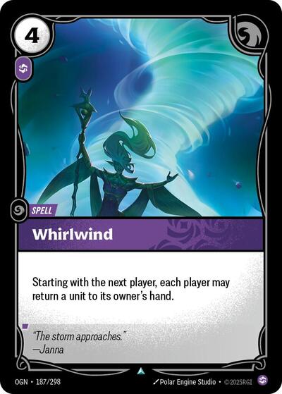 Whirlwind (OGN) #187/298 Uncommon (Near Mint) Origins Riftbound: League of Legends Trading Card Game: 2025