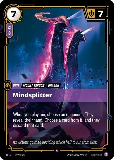 Mindsplitter (OGN) #192/298 Rare (Foil Near Mint) Origins Riftbound: League of Legends Trading Card Game: 2025