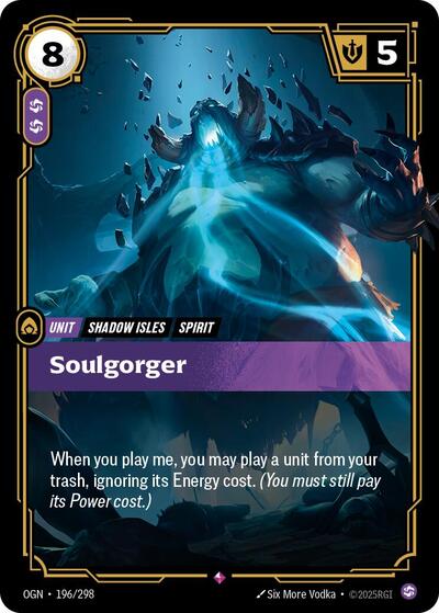 2025 Riftbound League of Legends Trading Card Game: Origins (OGN) - Soulgorger (#196/298, Rare) (Foil, Near Mint)