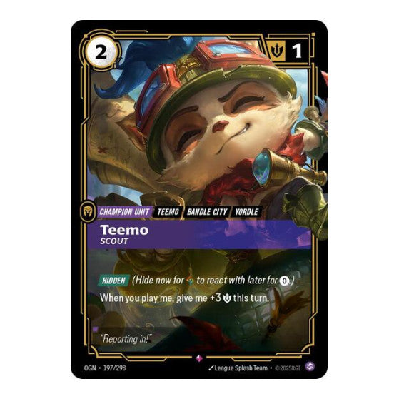 Teemo Scout (OGN) #197/298 Rare (Foil Near Mint) Origins Riftbound: League of Legends Trading Card Game: 2025
