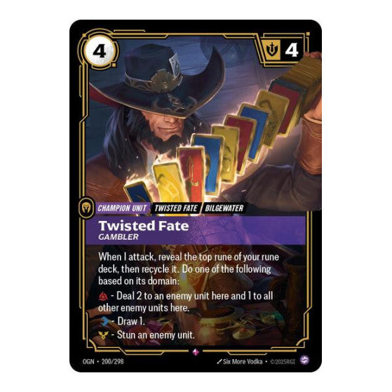 Twisted Fate Gambler (OGN) #200/298 Rare (Foil Near Mint) Origins Riftbound: League of Legends Trading Card Game: 2025