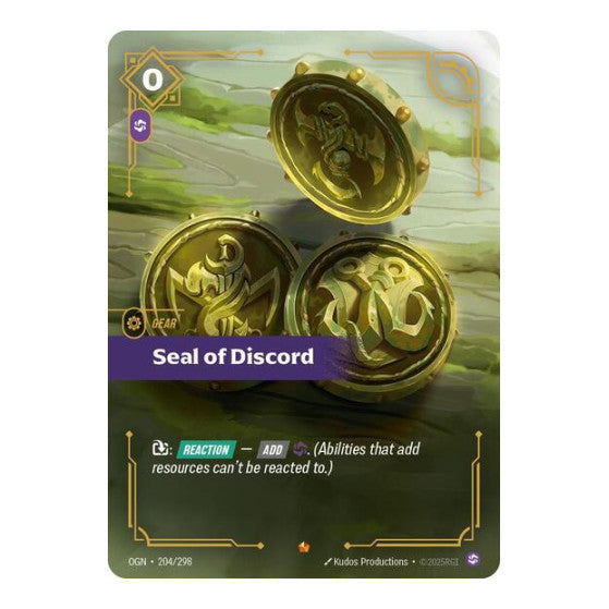 Seal of Discord (OGN) #204/298 Epic (Foil Near Mint) Origins Riftbound: League of Legends Trading Card Game: 2025