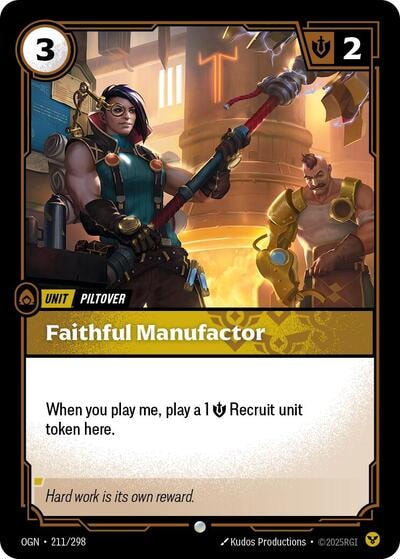 Faithful Manufactor (OGN) #211/298 Common (Near Mint) Origins Riftbound: League of Legends Trading Card Game: 2025