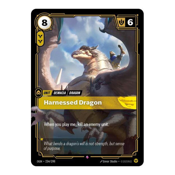 Harnessed Dragon (OGN) #234/298 Rare (Foil Near Mint) Origins Riftbound: League of Legends Trading Card Game: 2025