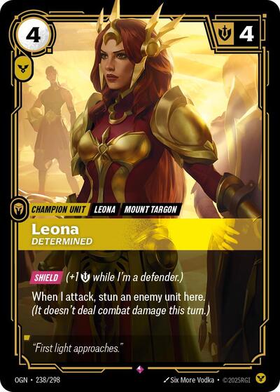 2025 Riftbound League of Legends Trading Card Game: Origins (OGN) - Leona Determined (#238/298, Rare) (Foil, Near Mint)