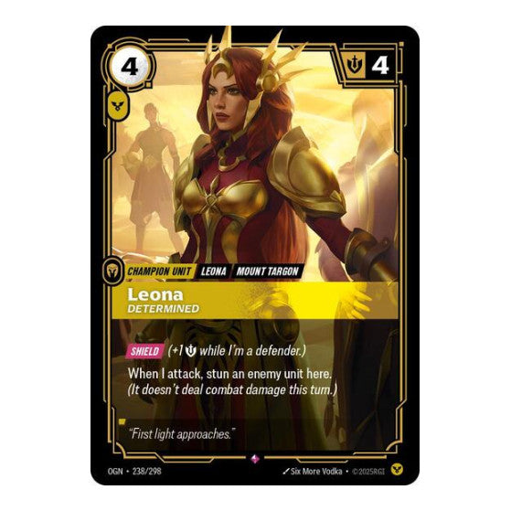 Leona Determined (OGN) #238/298 Rare (Foil Near Mint) Origins Riftbound: League of Legends Trading Card Game: 2025