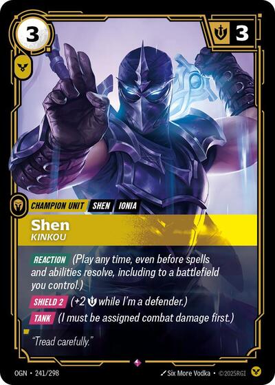 Shen - Kinkou (OGN) #241/298 Rare (Foil Near Mint) Origins Riftbound: League of Legends Trading Card Game: 2025