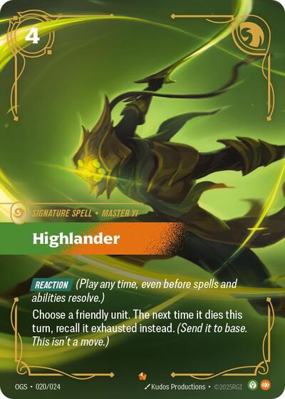 Highlander (OGS) #020/024 Epic (Near Mint) Origins: Proving Grounds Riftbound: League of Legends Trading Card Game: 2025