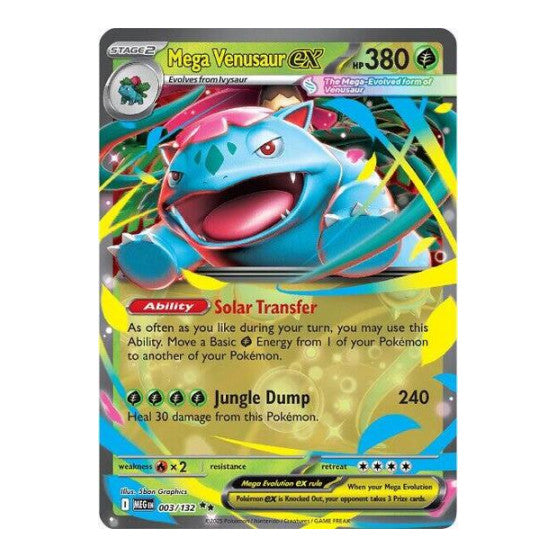 Mega Venusaur ex - 003/132 (MEG) #003/132 Double Rare (Holofoil Near Mint) ME01: Mega Evolution Pokemon: 2025