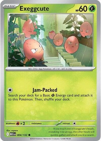 Exeggcute (MEG) #004/132 Common (Reverse Holofoil Moderately Played) ME01: Mega Evolution Pokemon: 2025