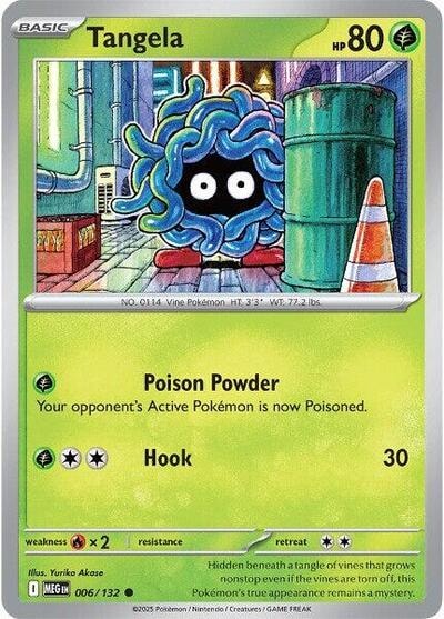 Tangela (MEG) #006/132 Common (Reverse Holofoil Moderately Played) ME01: Mega Evolution Pokemon: 2025