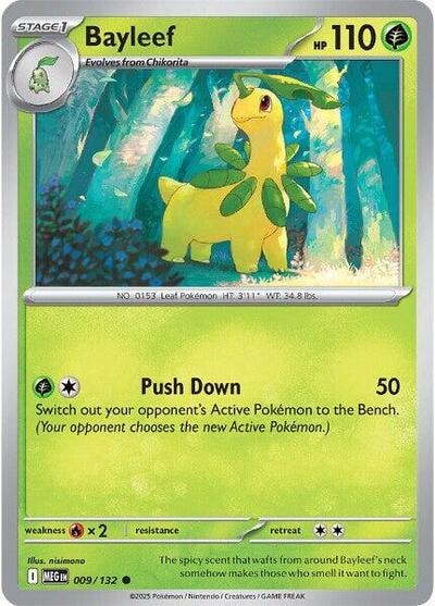Bayleef (MEG) #009/132 Common (Reverse Holofoil Moderately Played) ME01: Mega Evolution Pokemon: 2025