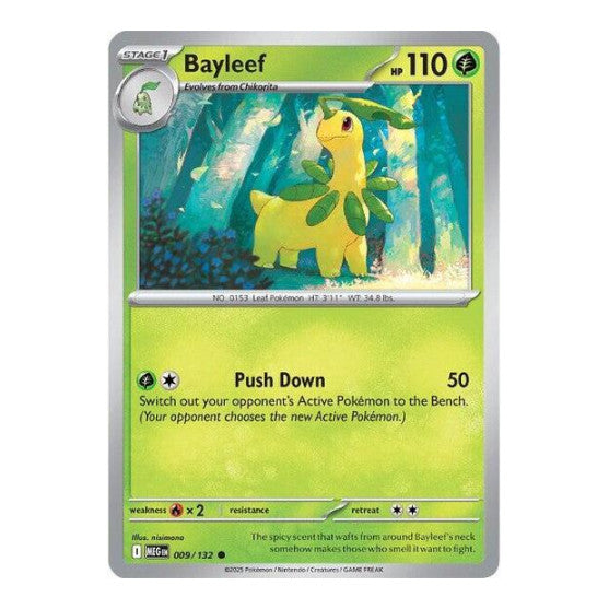 Bayleef (MEG) #009/132 Common (Reverse Holofoil Moderately Played) ME01: Mega Evolution Pokemon: 2025