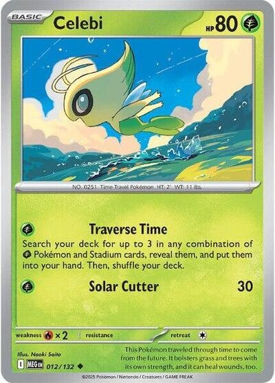 Celebi (MEG) #012/132 Uncommon (Reverse Holofoil Moderately Played) ME01: Mega Evolution Pokemon: 2025