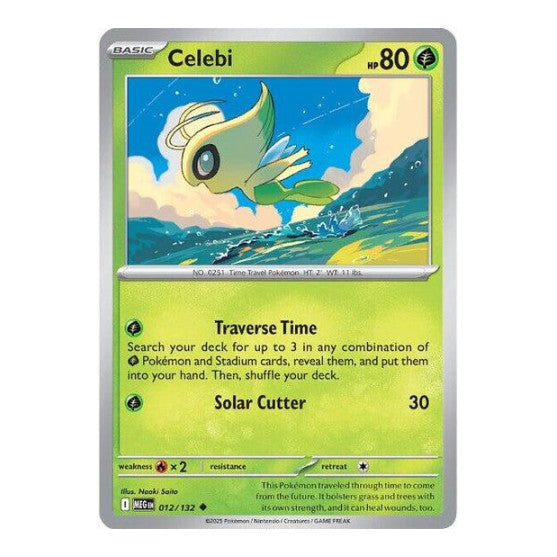Celebi (MEG) #012/132 Uncommon (Reverse Holofoil Moderately Played) ME01: Mega Evolution Pokemon: 2025