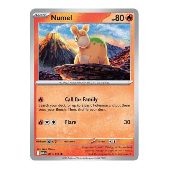 Numel (MEG) #021/132 Common (Reverse Holofoil Moderately Played) ME01: Mega Evolution Pokemon: 2025