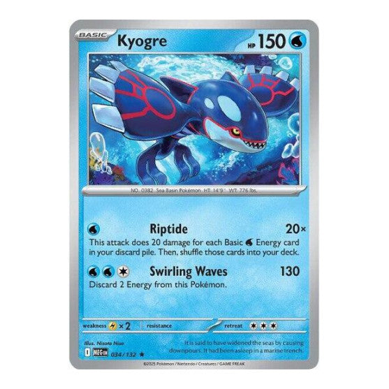 Kyogre (MEG) #034/132 Rare ME01: Mega Evolution Pokemon: 2025