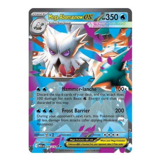 Mega Abomasnow ex - 036/132 (MEG) #036/132 Double Rare (Holofoil Near Mint) ME01: Mega Evolution Pokemon: 2025