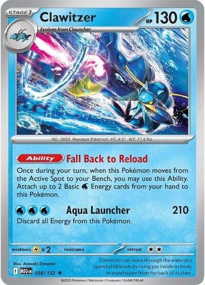 Clawitzer - 038/132 (MEG) #038/132 Rare (Holofoil Lightly Played) ME01: Mega Evolution Pokemon: 2025