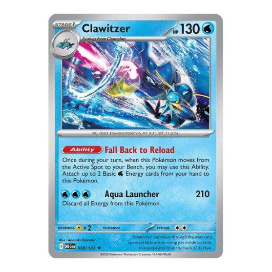 Clawitzer - 038/132 (MEG) #038/132 Rare (Holofoil Lightly Played) ME01: Mega Evolution Pokemon: 2025