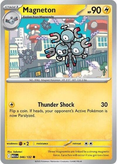 Magneton (MEG) #046/132 Common (Reverse Holofoil Moderately Played) ME01: Mega Evolution Pokemon: 2025