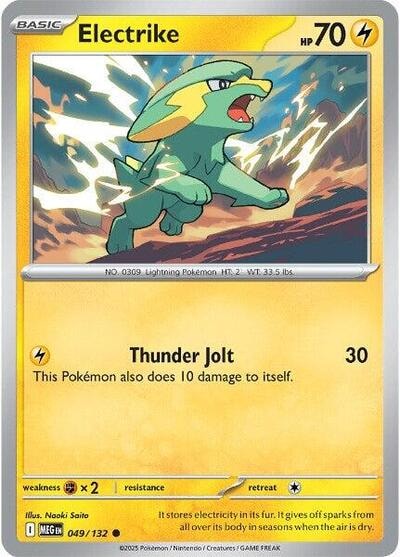 Electrike (MEG) #049/132 Common (Reverse Holofoil Moderately Played) ME01: Mega Evolution Pokemon: 2025