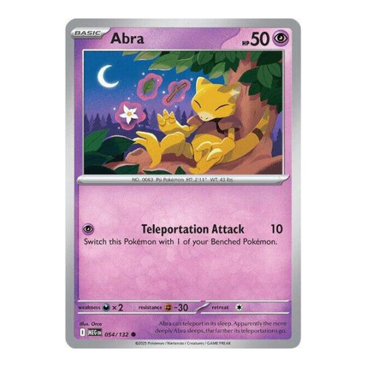 Abra (MEG) #054/132 Common (Reverse Holofoil Moderately Played) ME01: Mega Evolution Pokemon: 2025