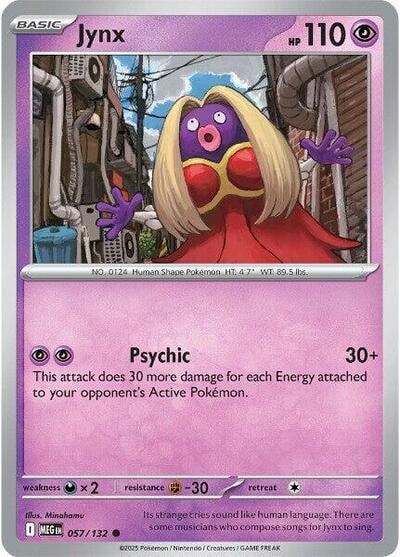 Jynx (MEG) #057/132 Common (Reverse Holofoil Moderately Played) ME01: Mega Evolution Pokemon: 2025