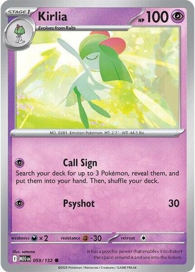 Kirlia (MEG) #059/132 Common (Reverse Holofoil Moderately Played) ME01: Mega Evolution Pokemon: 2025