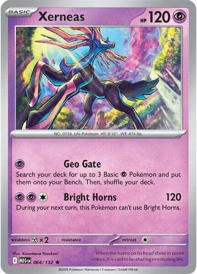 Xerneas (MEG) #064/132 Rare (Holofoil Lightly Played) ME01: Mega Evolution Pokemon: 2025