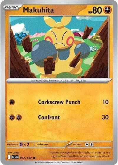 Makuhita (MEG) #072/132 Common (Reverse Holofoil Moderately Played) ME01: Mega Evolution Pokemon: 2025
