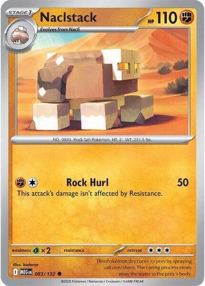 Naclstack (MEG) #083/132 Common (Reverse Holofoil Moderately Played) ME01: Mega Evolution Pokemon: 2025