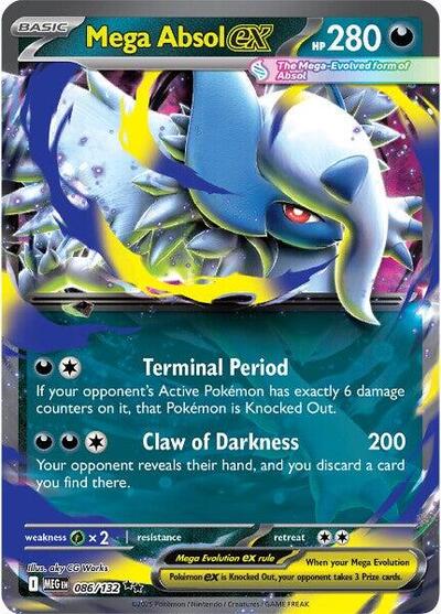 Mega Absol ex 086 132 (MEG) #086/132 Double Rare (Holofoil Near Mint) ME01: Mega Evolution Pokemon: 2025